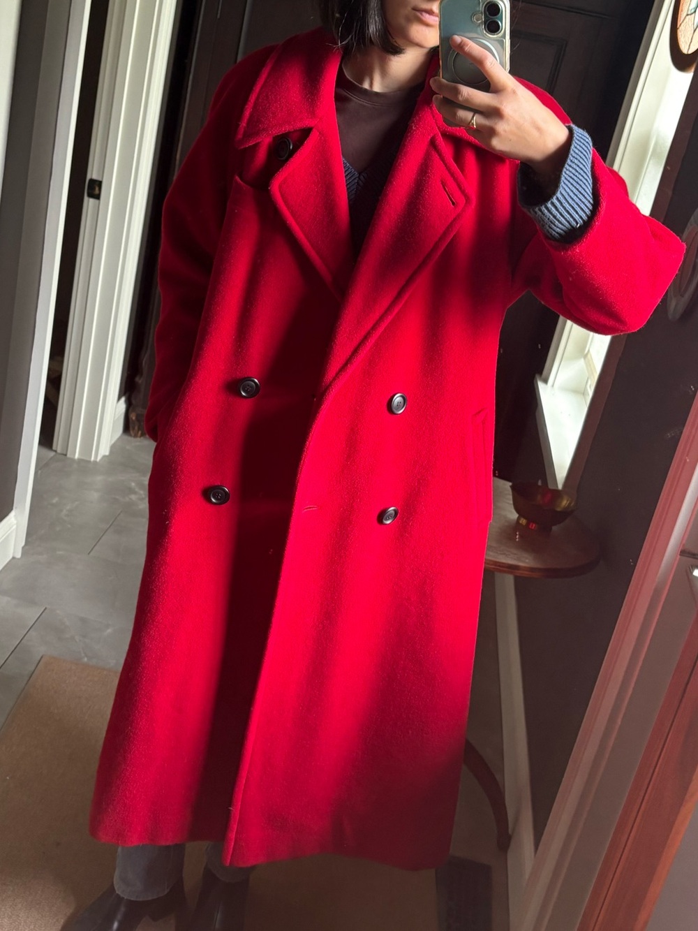 Vintage Laurent de Veilleux Paris Montreal Red Wool Coat